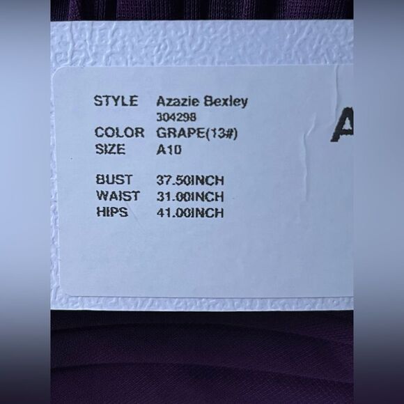 Azazie Women's Princess V Neck Pleated Gown Party Dress Purple - Picture 3 of 5